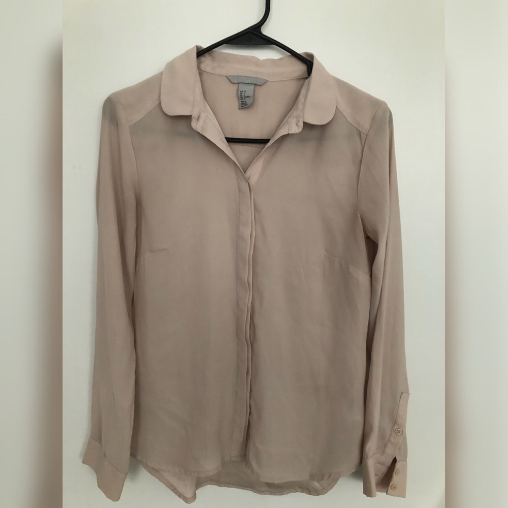 Beige Tan Long Sleeves Button Down Shirt